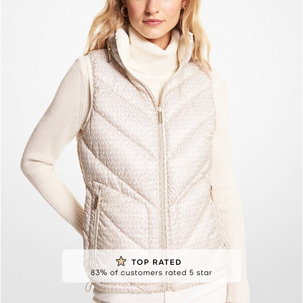 Michael Kors Light Beige Quilted Vest